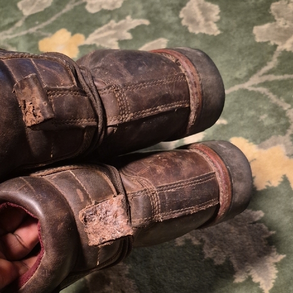 Chippewa Brown Leather Work Boots with Burgundy Liner main image 8